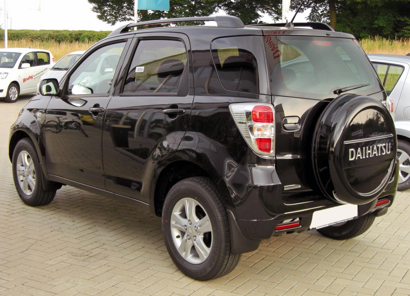 Spare wheel cover and rear side view with tail lights