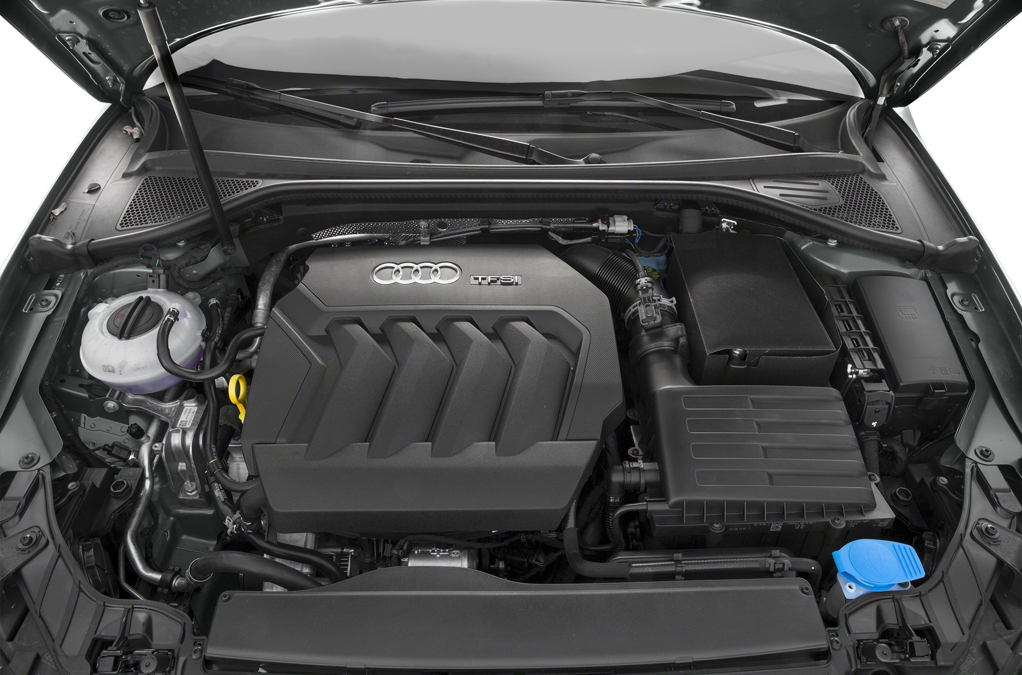 TFSI engine bay with modern component layout and Audi logo