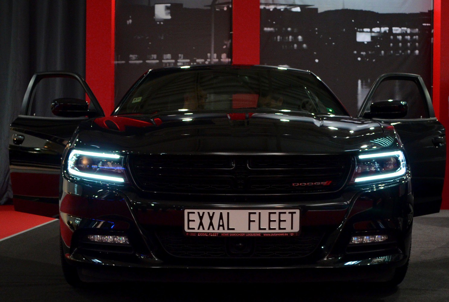 Front view with LED headlights and open doors