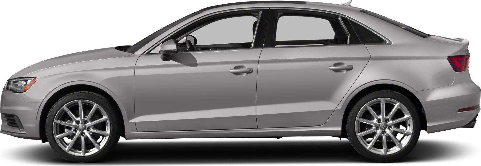 Side profile of sedan with alloy wheels and sleek design