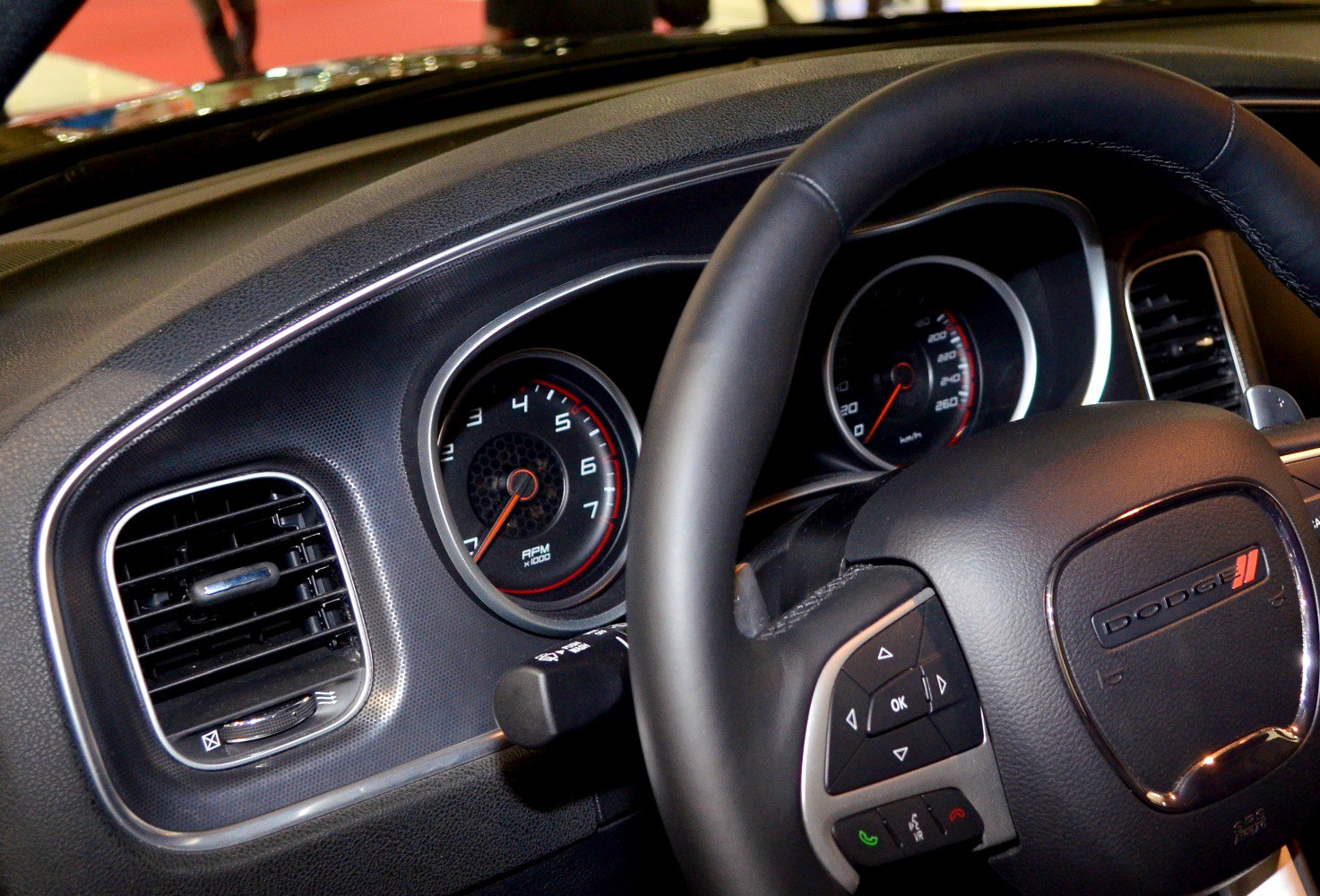 Dashboard with gauge cluster and multifunction steering wheel