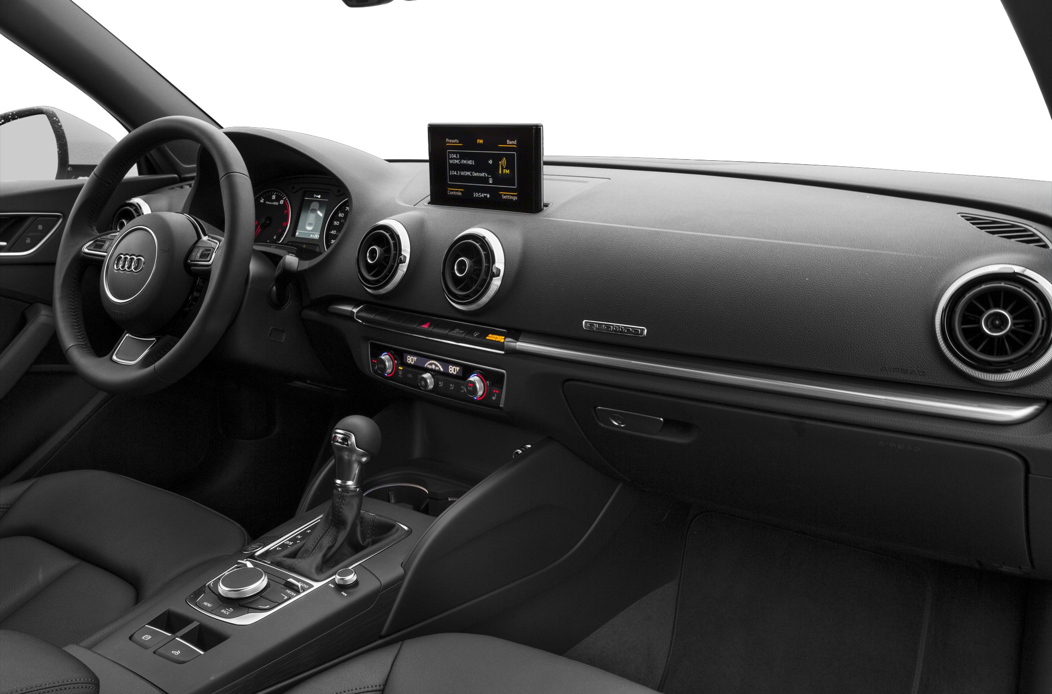 2014 Audi convertible interior dashboard with infotainment and climate controls