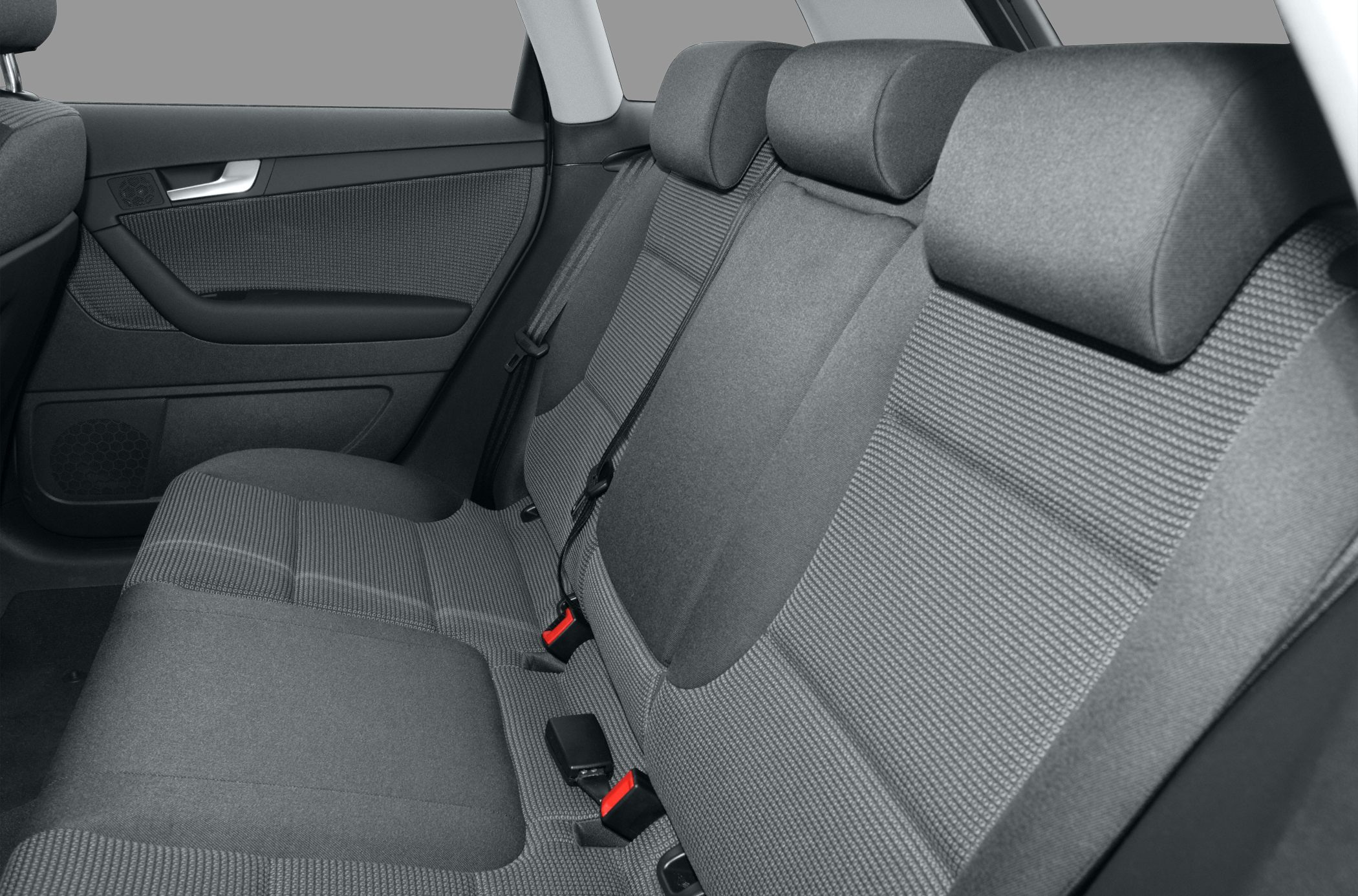 Rear seat with fabric upholstery and headrests