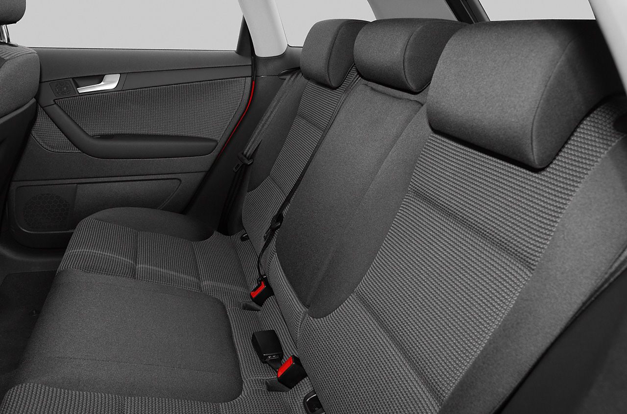 Rear fabric seats with headrests and seat belts