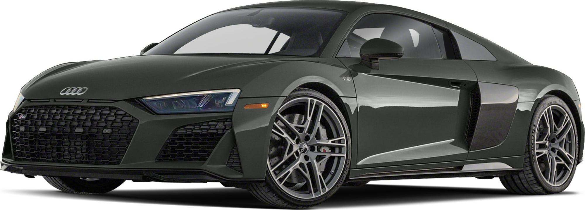 Sporty coupe with aggressive front grille and multi-spoke alloy wheels