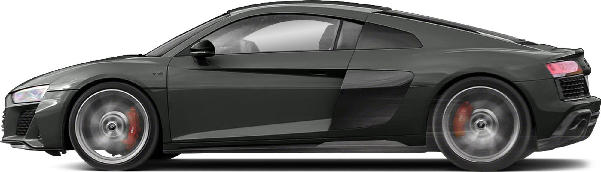 Side profile with spinning wheels and visible red brake calipers