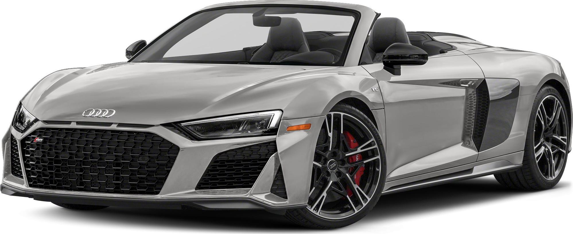 Convertible sports car with hexagonal grille and alloy wheels