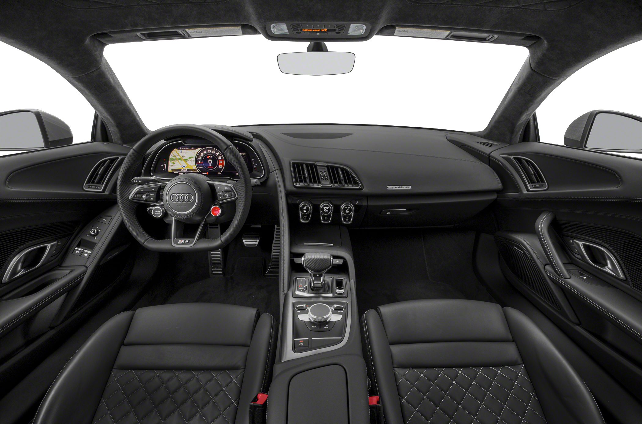 Sporty interior with digital dashboard and multifunction steering wheel