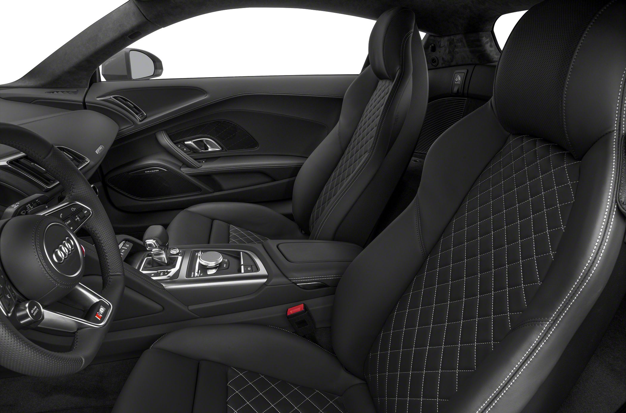 Luxury quilted leather sports seats and sophisticated center console