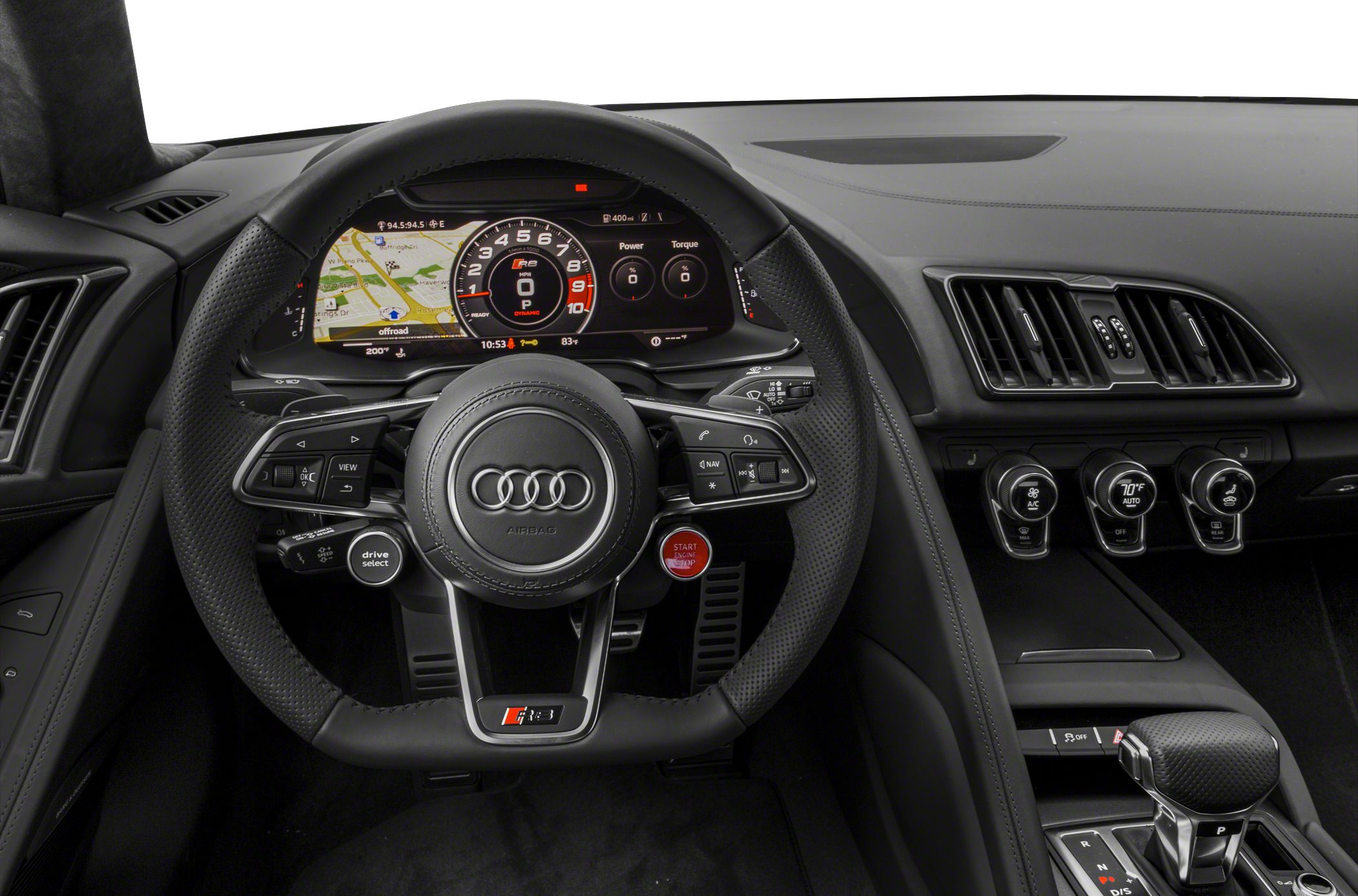 Steering wheel and digital instrument cluster with dashboard controls