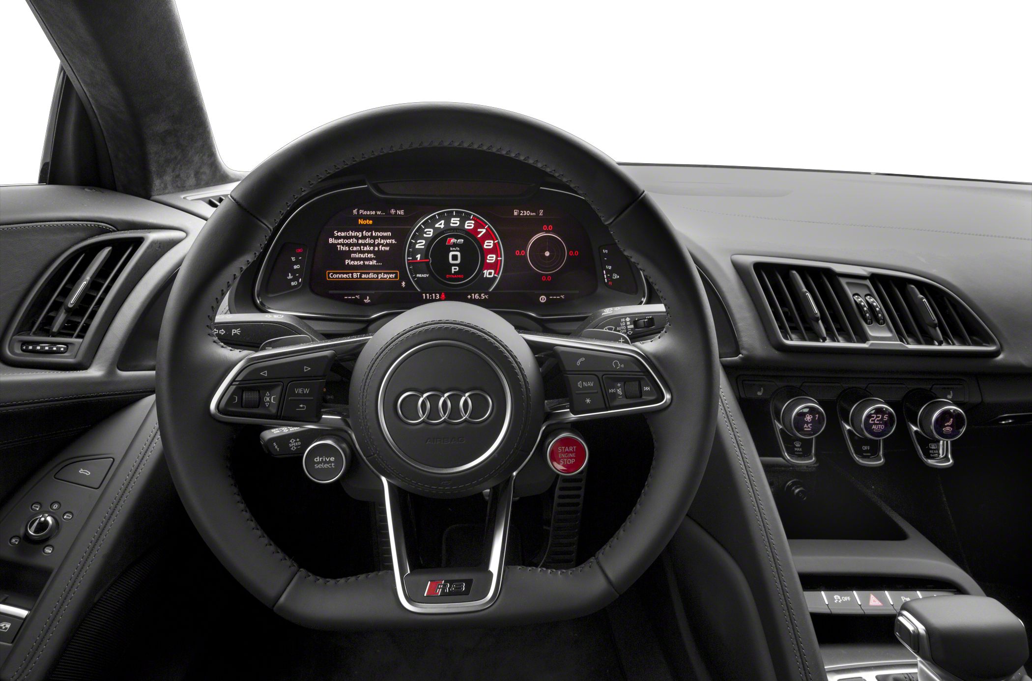 Steering wheel with digital dashboard and climate control knobs