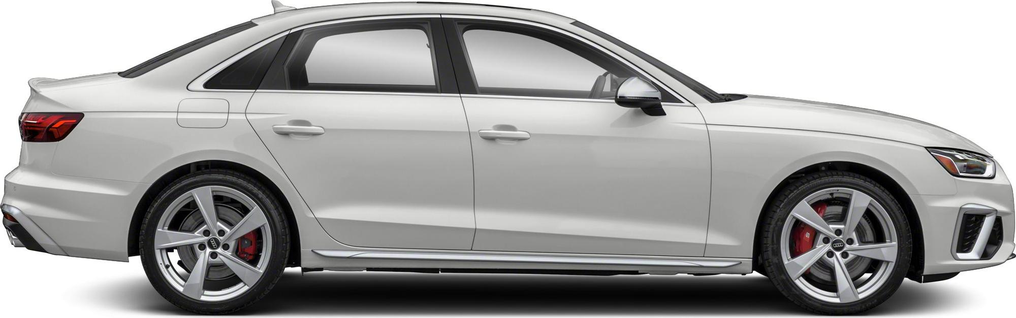 Silver sedan with alloy wheels and red brake calipers, side profile view