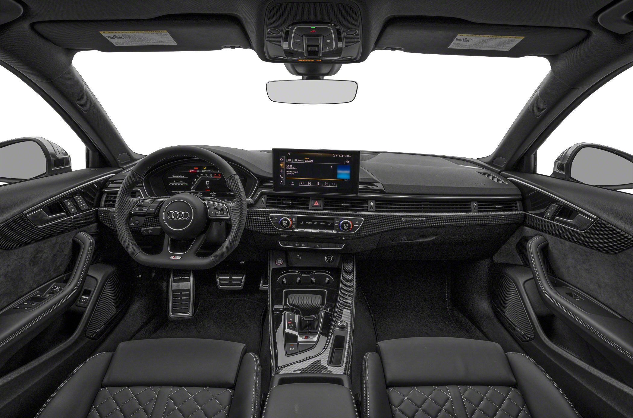 Audi S4 B9 2019 interior with digital dashboard and carbon fiber trim