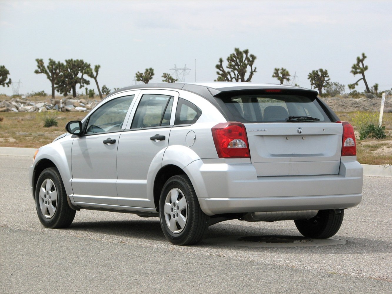 Silver hatchback rear-side view with distinctive tail lights and five-door layout