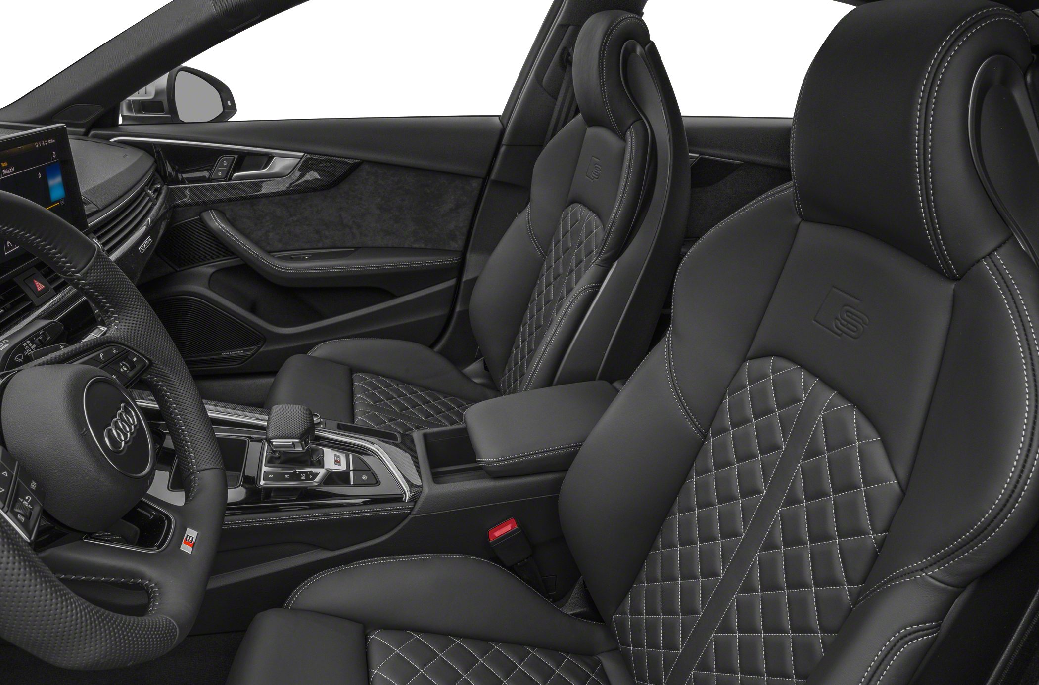 Luxury sport seats with diamond stitching and modern center console details