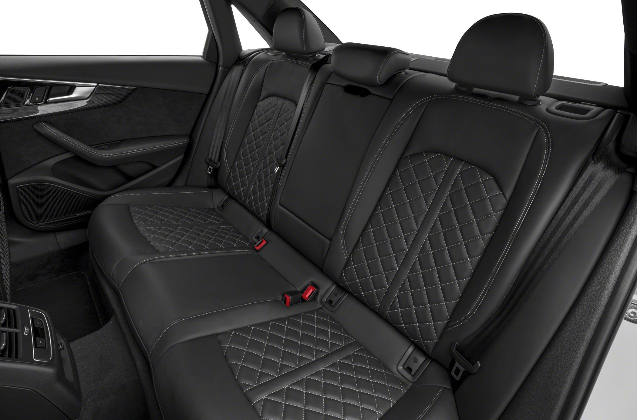 Quilted leather rear seats with luxury stitching and headrests