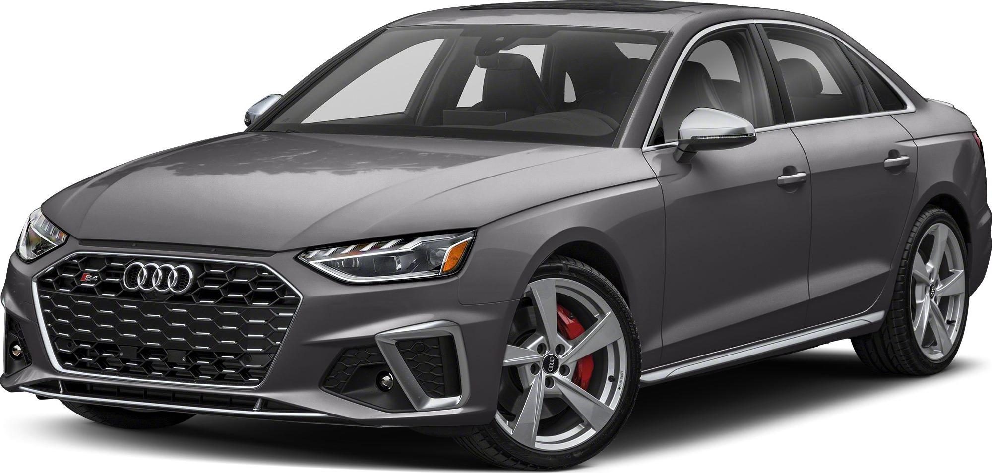 Gray sedan with honeycomb grille and alloy wheels with red brake calipers