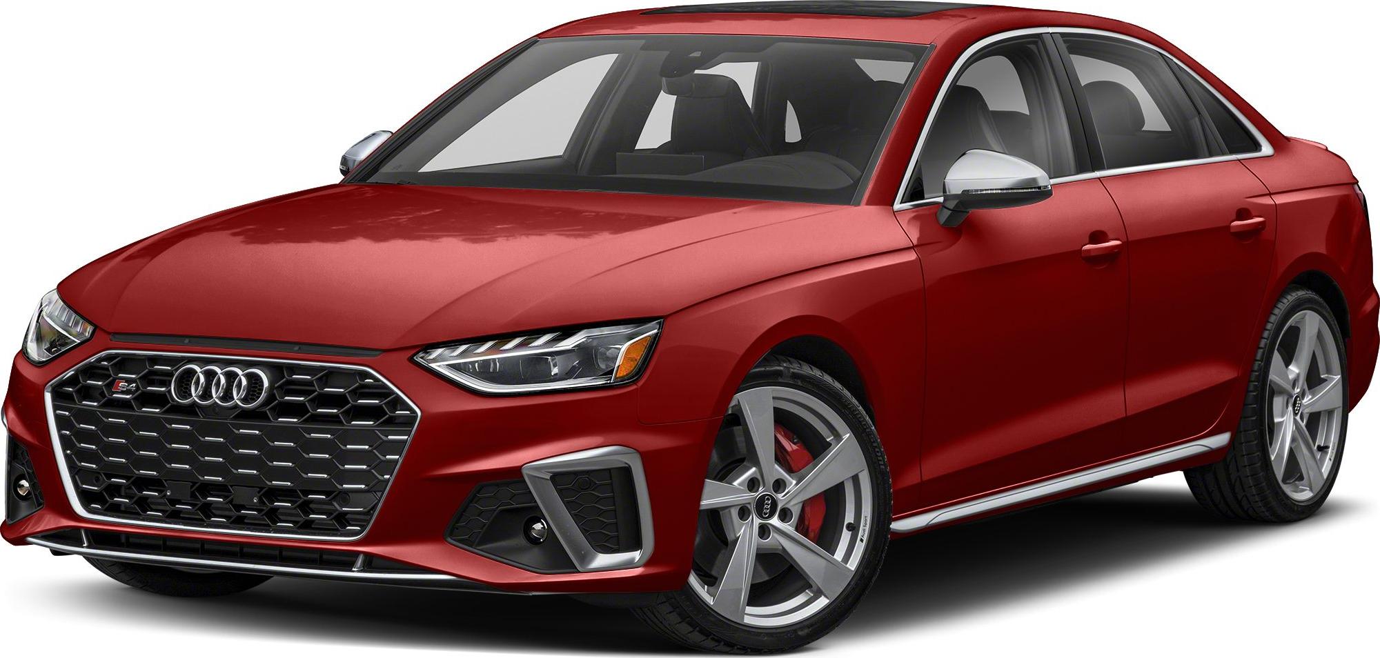Red sedan with prominent hexagonal grille and sporty alloy wheels