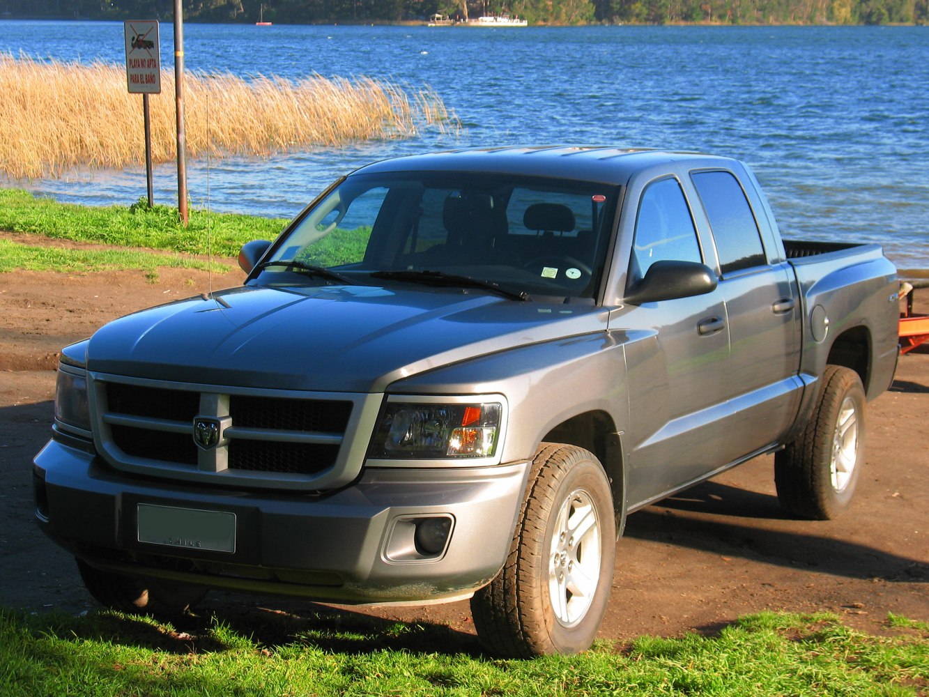 Pickup truck with crew cab and front grille