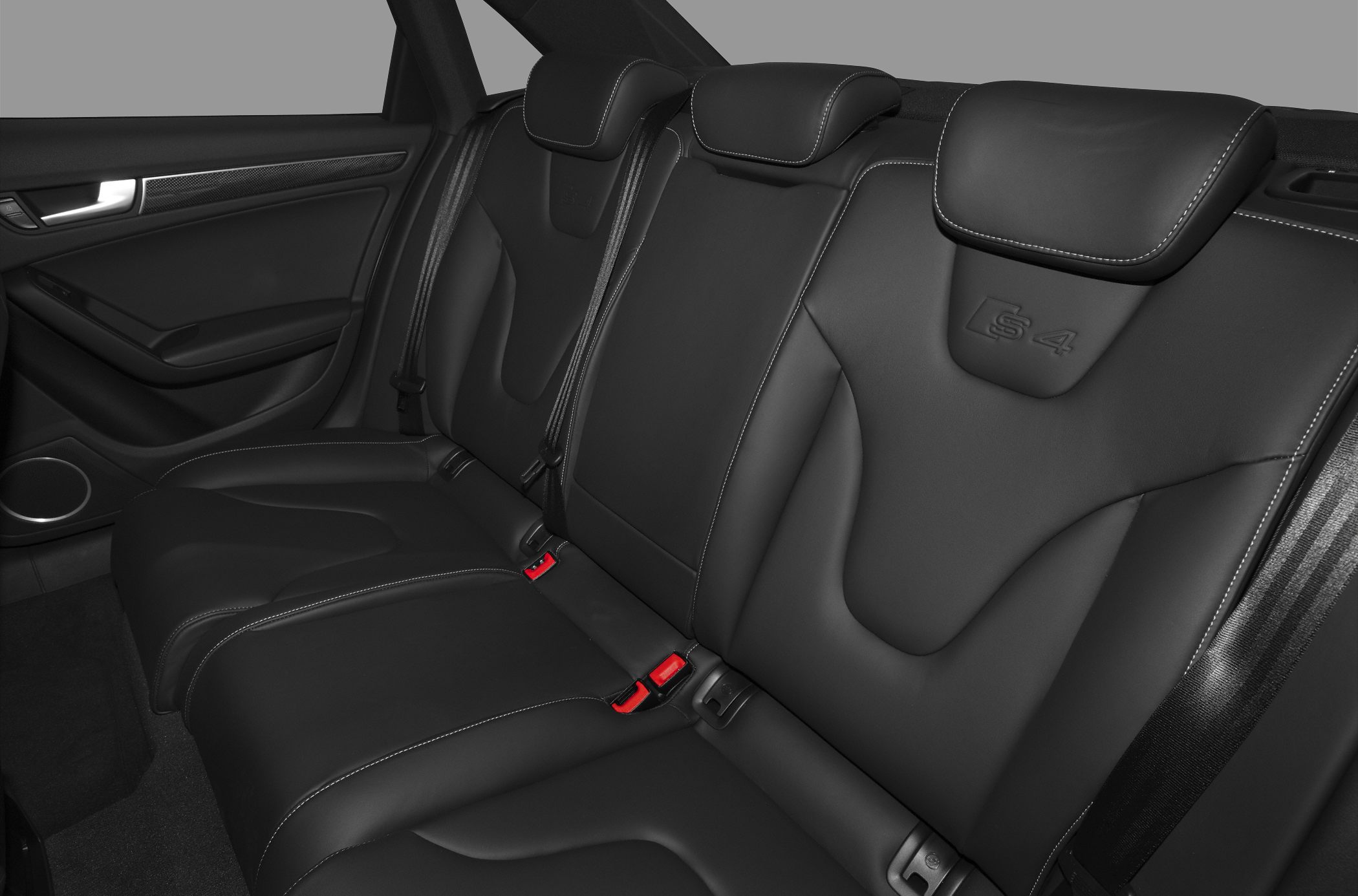 Black leather rear seats with S4 embossed branding and detailed stitching