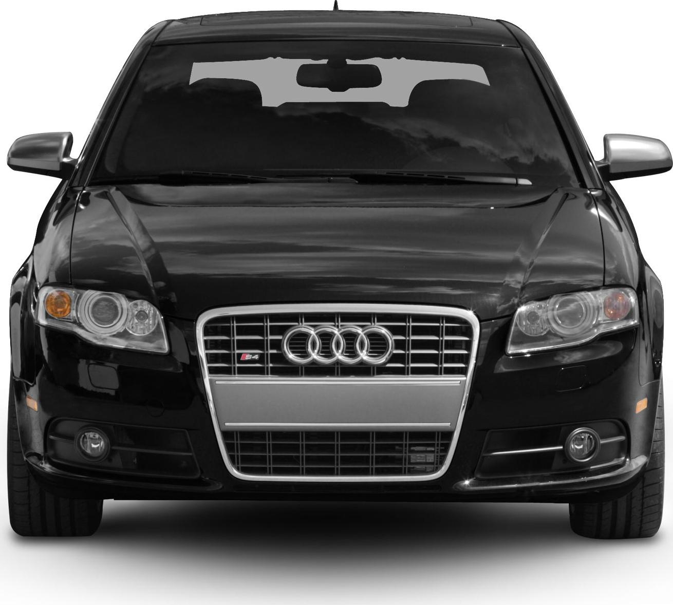 Front view with chrome grille and dual headlights