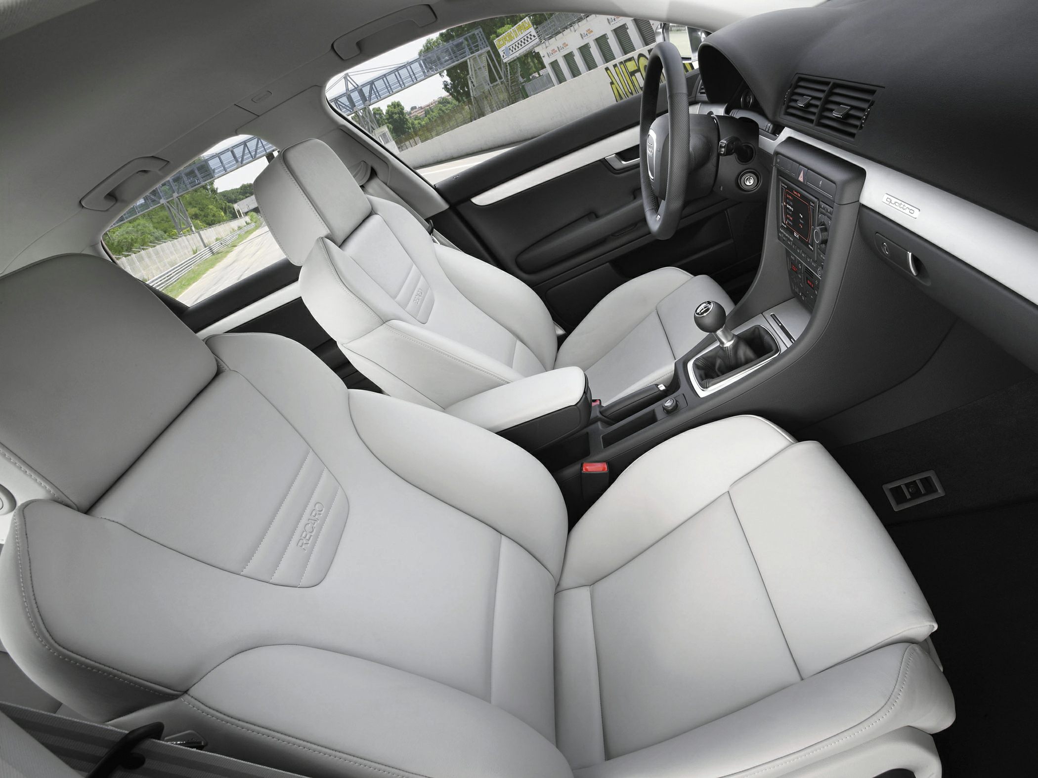 Recaro sport seats and manual transmission in car interior
