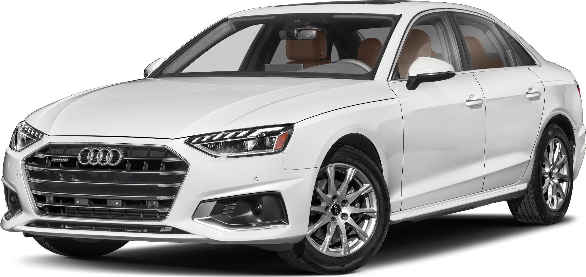 Front side of modern sedan with distinct headlights and grille