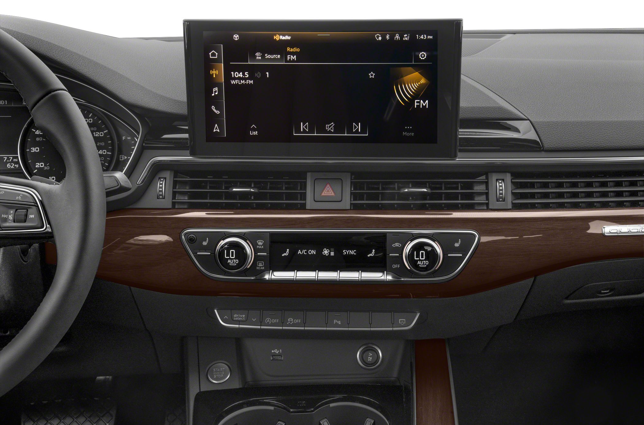 Dashboard with touchscreen infotainment and dual-zone climate control