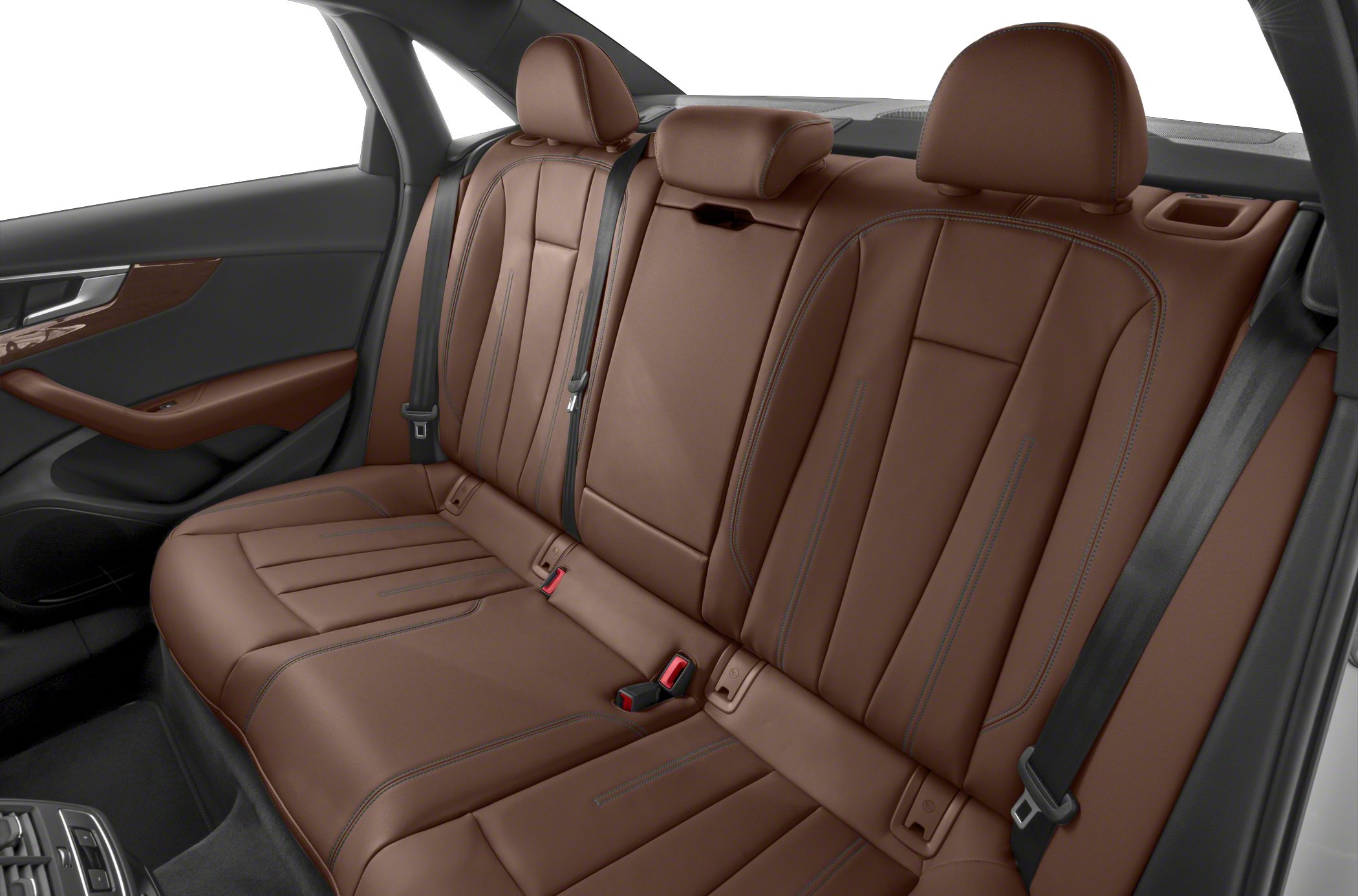 Brown leather rear seats with modern upholstery design
