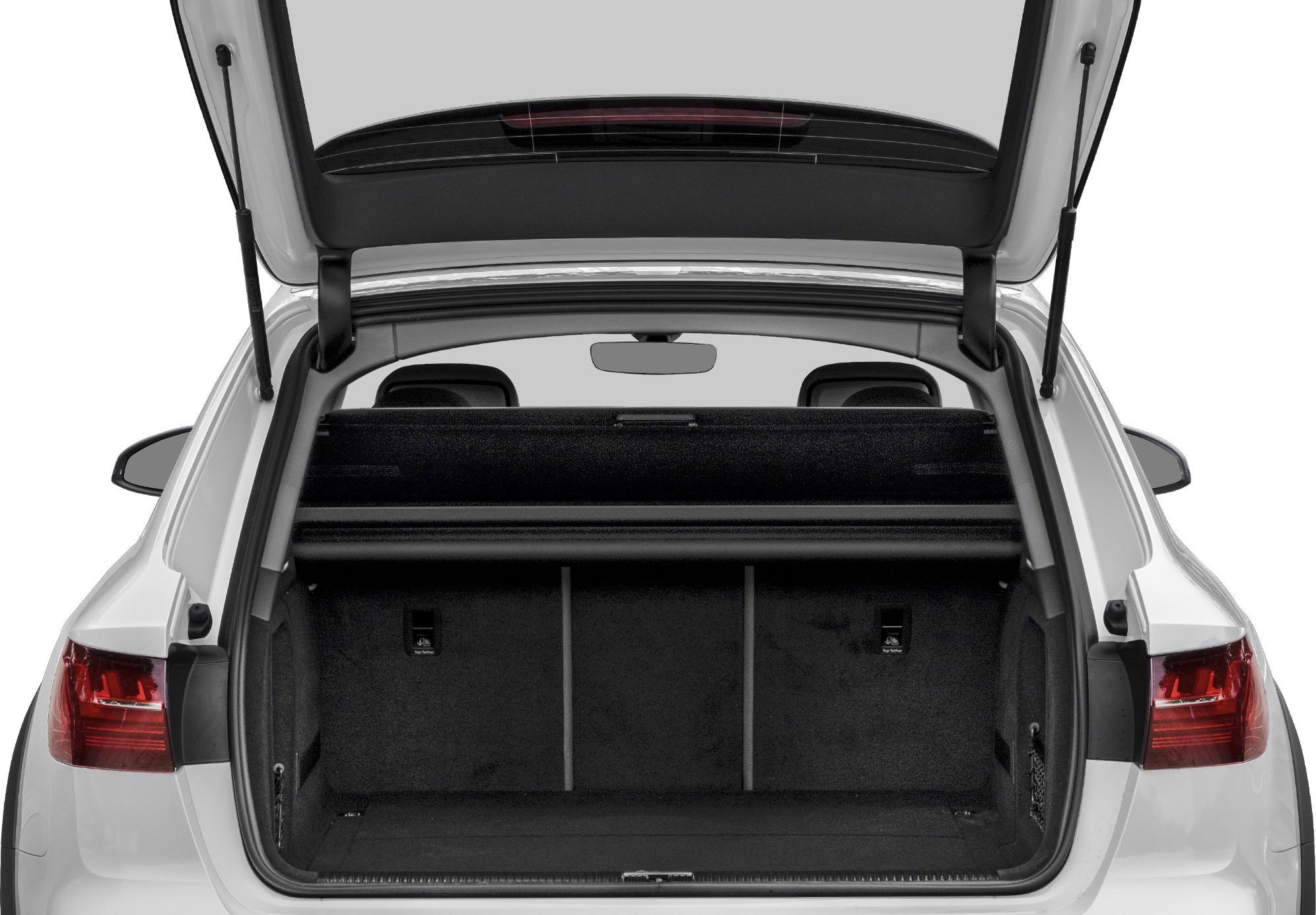 Spacious rear cargo area with open hatch and flat loading floor