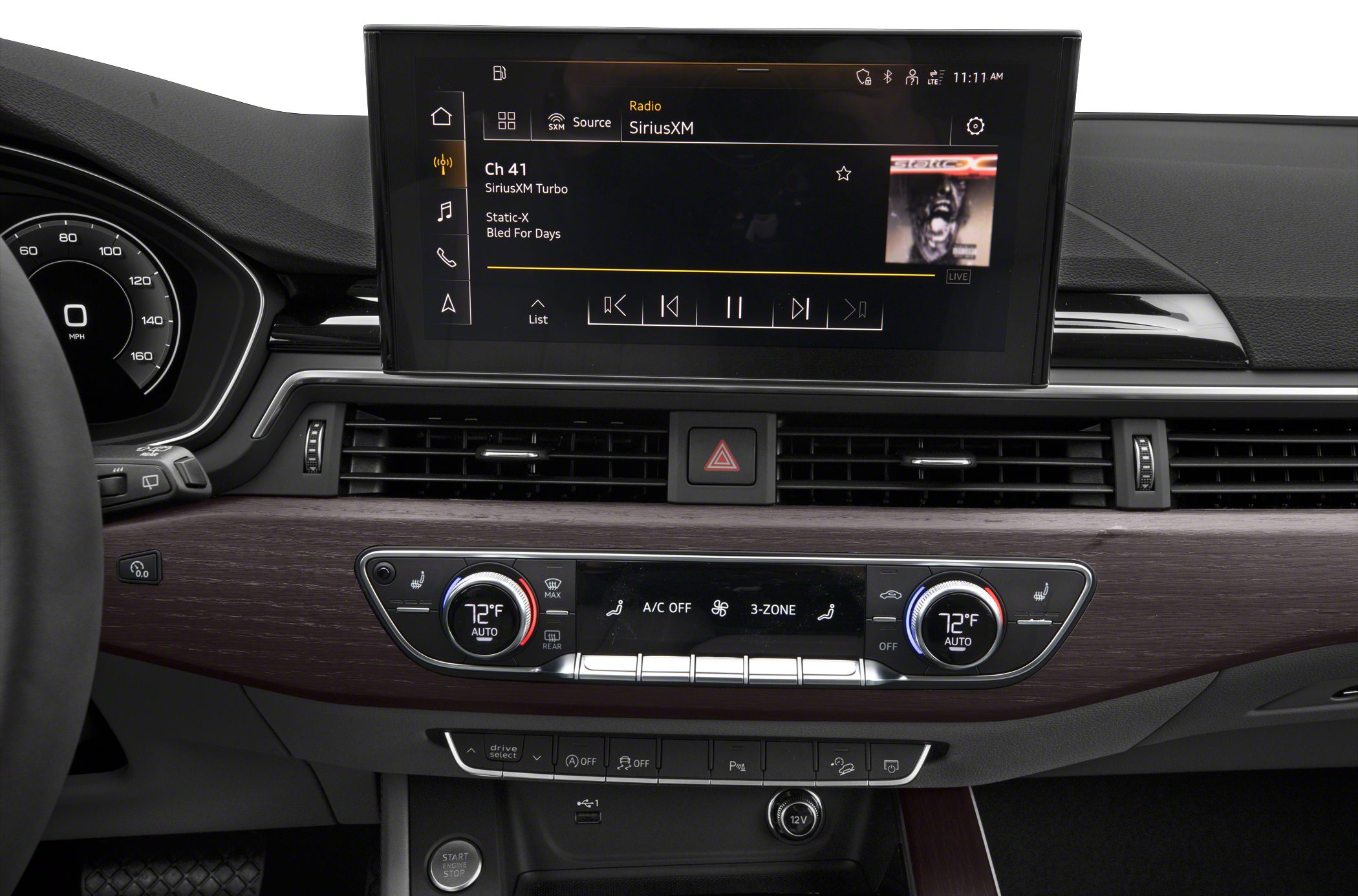 Digital dashboard and touchscreen infotainment with tri-zone climate control