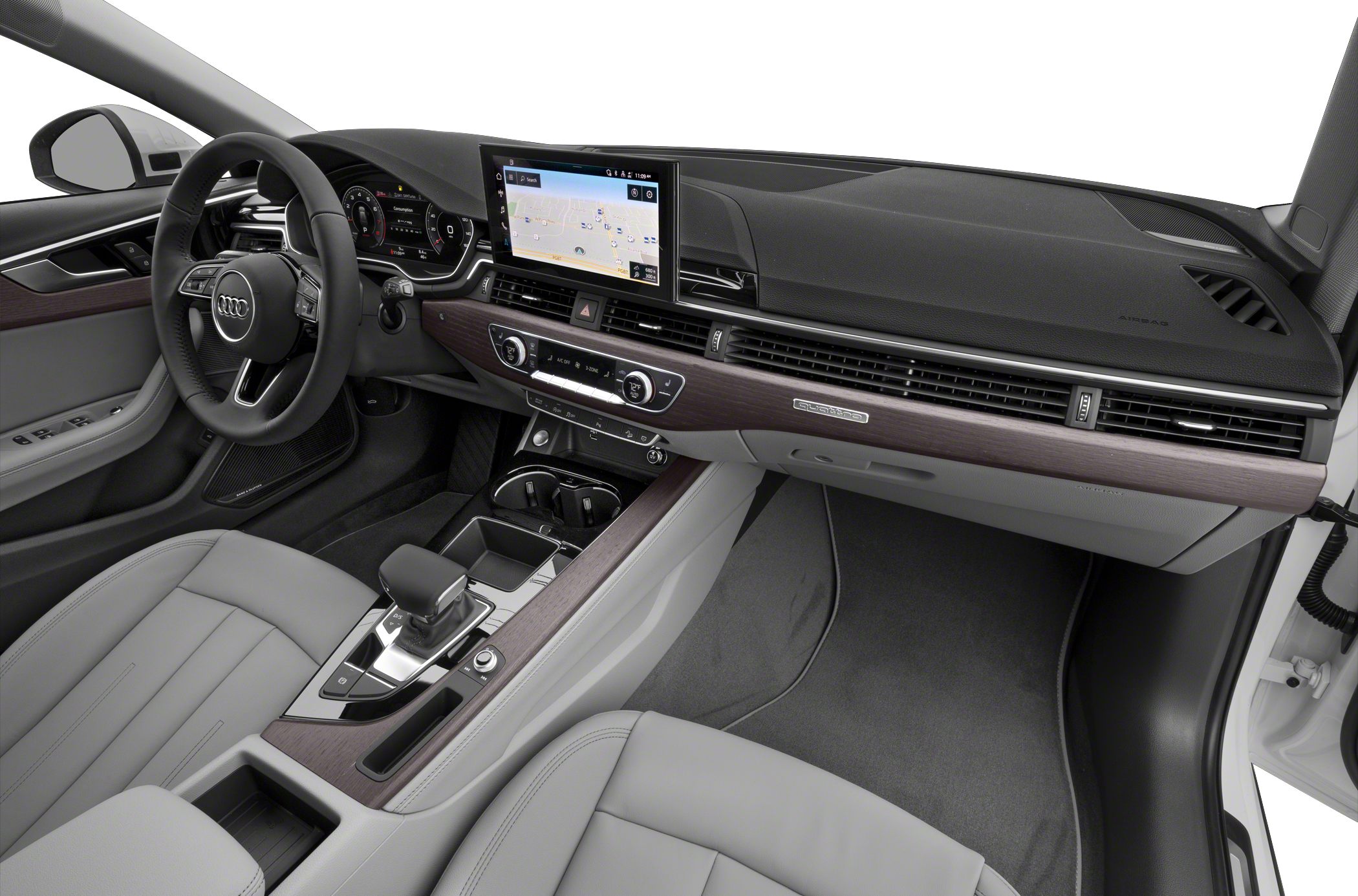 Dashboard with digital instrument cluster and infotainment screen