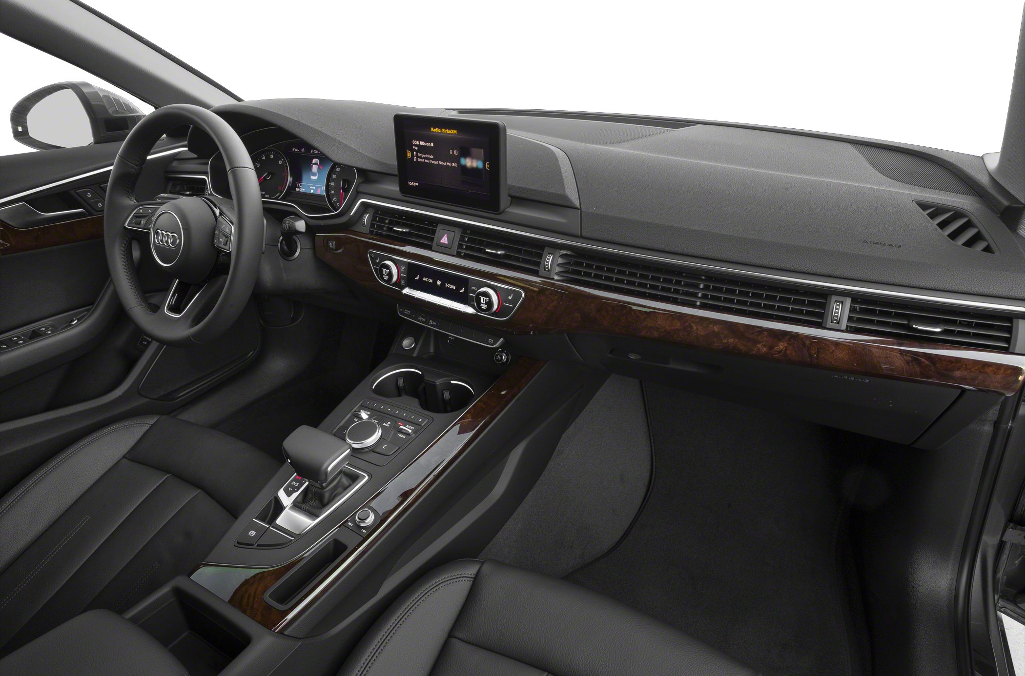 Modern interior dashboard with wood trim and infotainment display