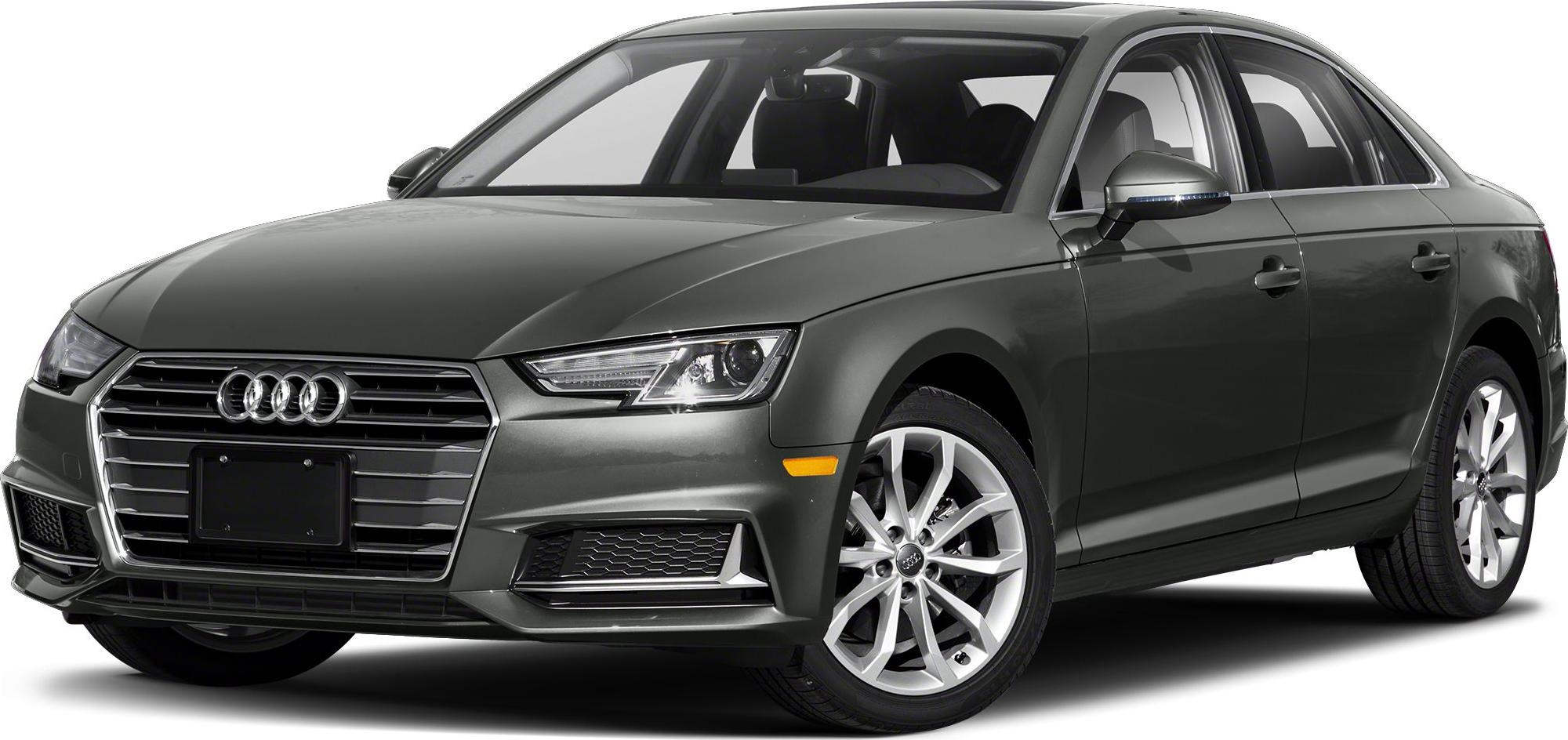 Sporty sedan front with LED headlights and alloy wheels