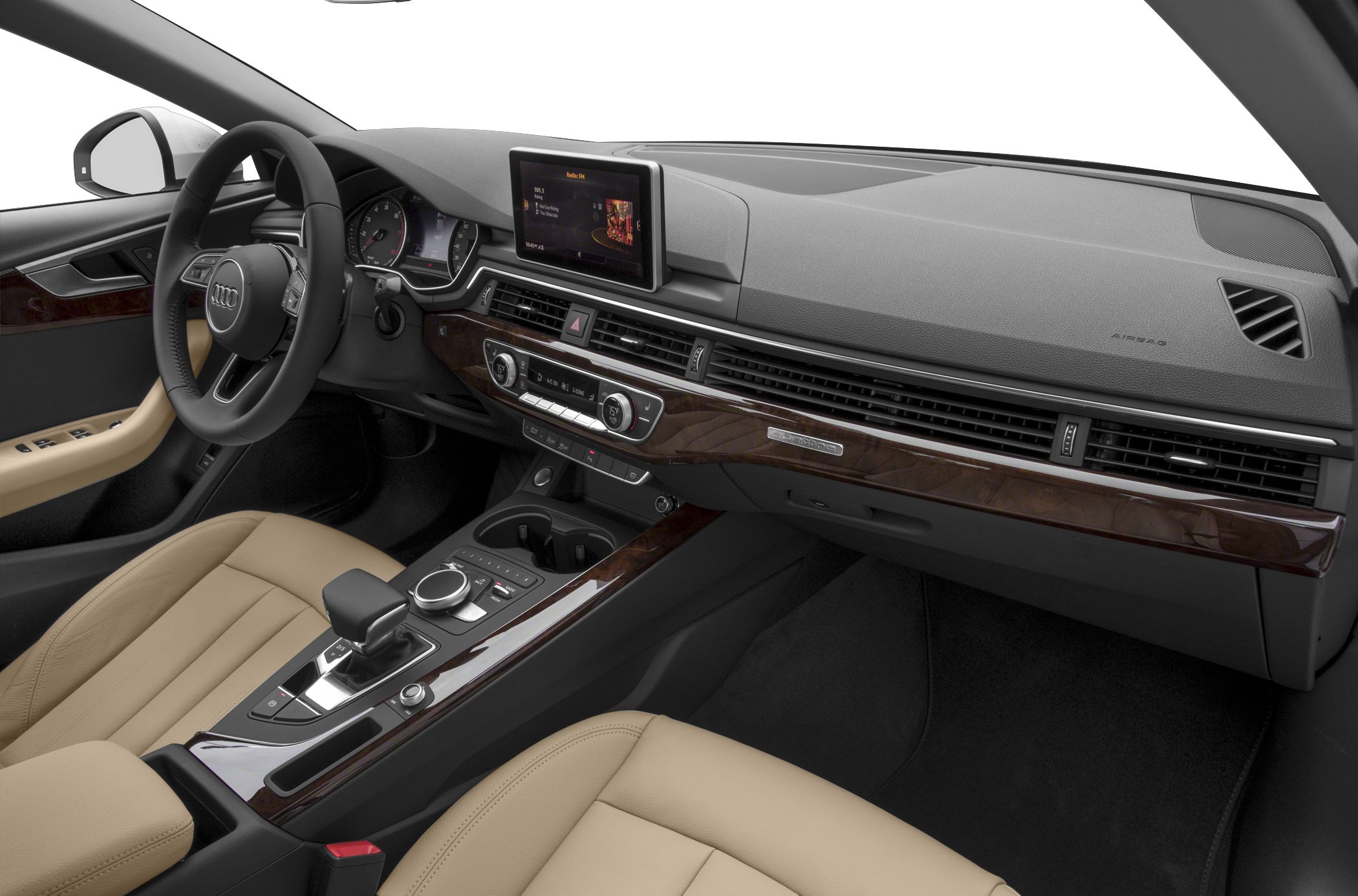 Dashboard, multimedia display, beige leather seats