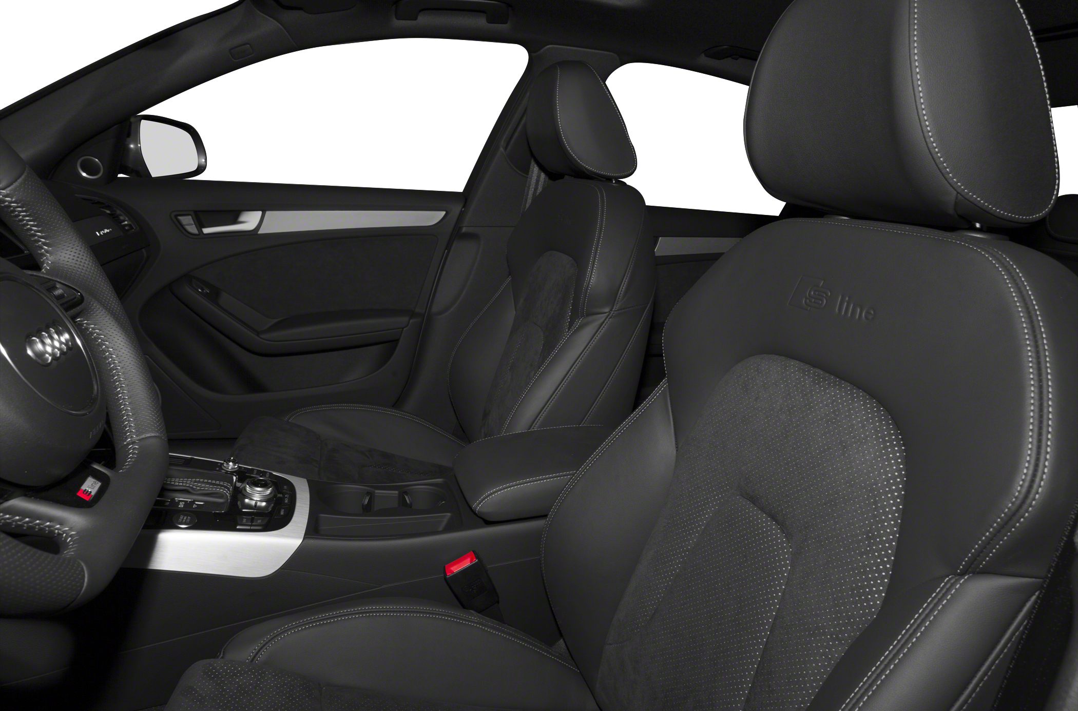 Black leather and Alcantara S line sports seats with detailed stitching