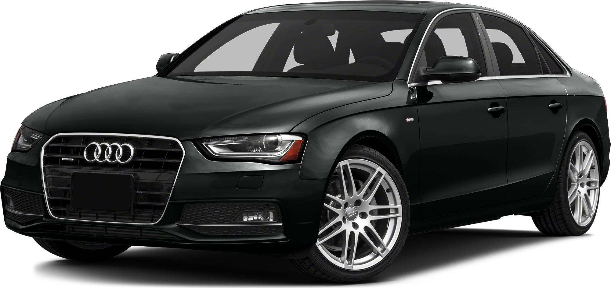 Front side view of black sedan with distinctive headlights and grille