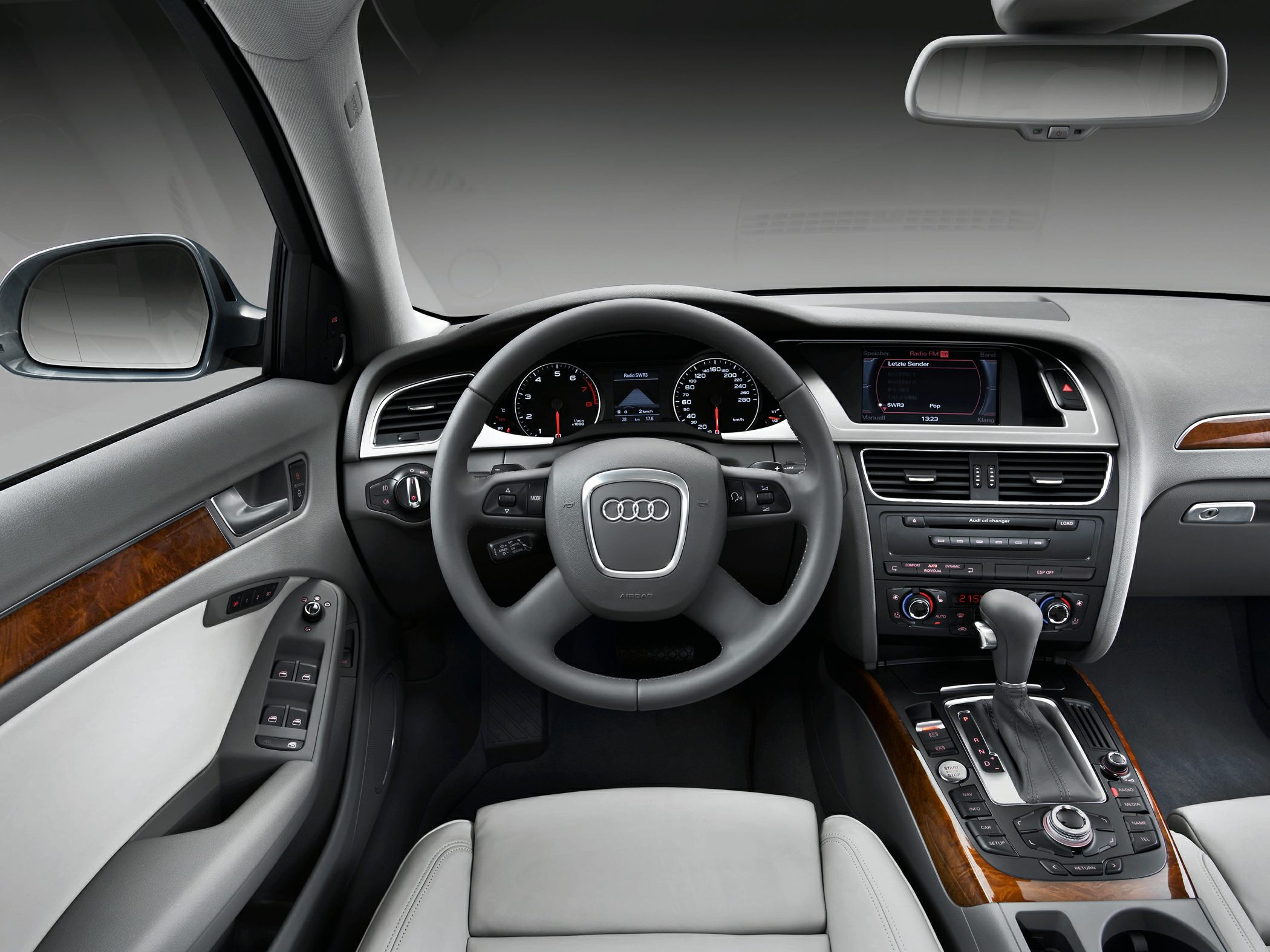 Audi A4 Avant interior with dashboard and steering wheel