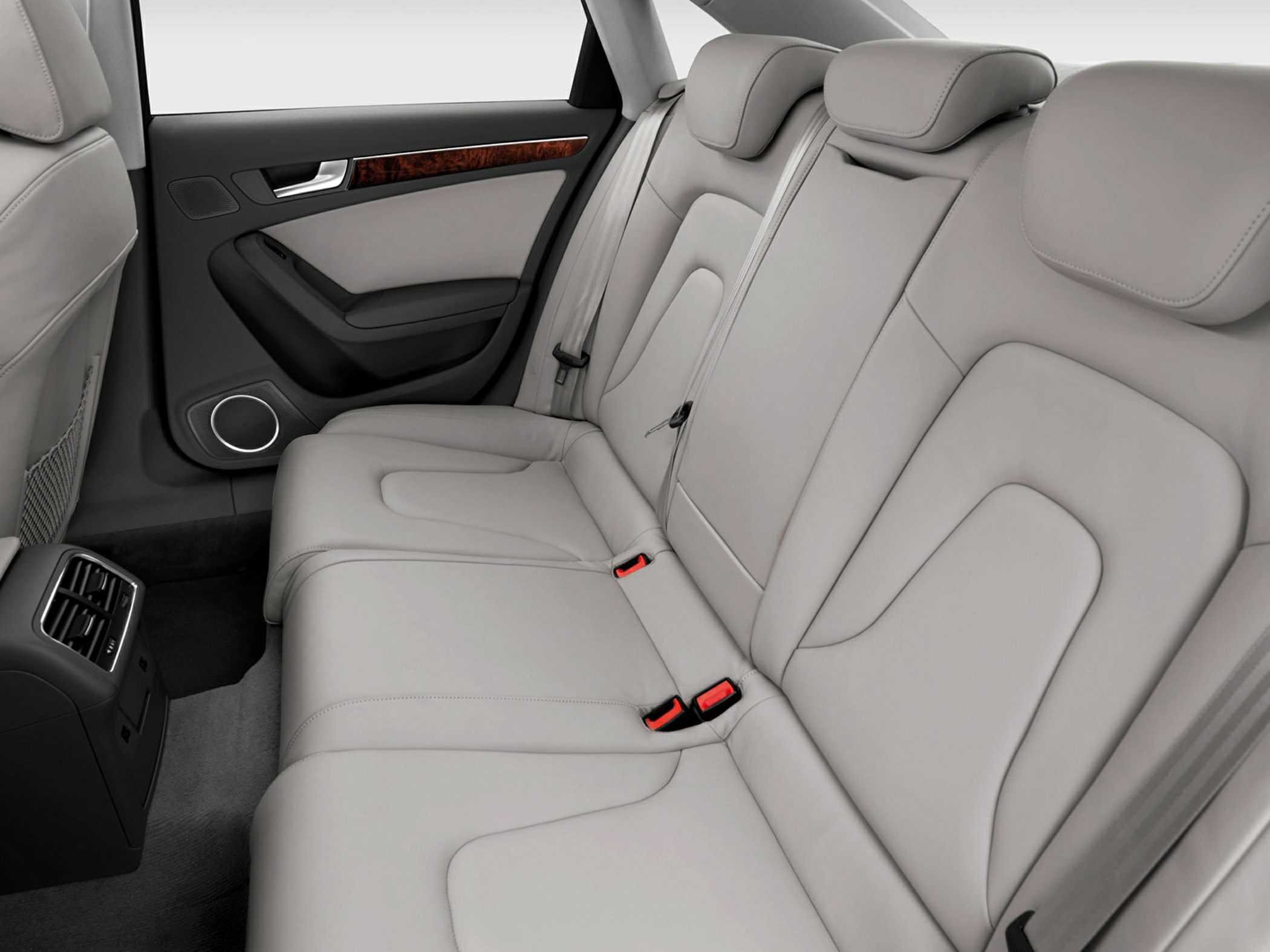 Rear leather seats and door panel with wood trim