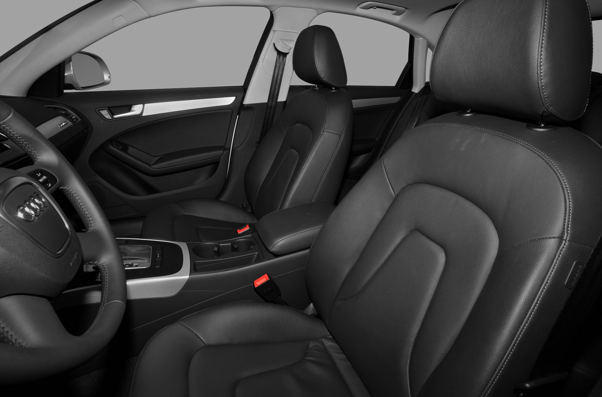 Leather front seats and interior detail
