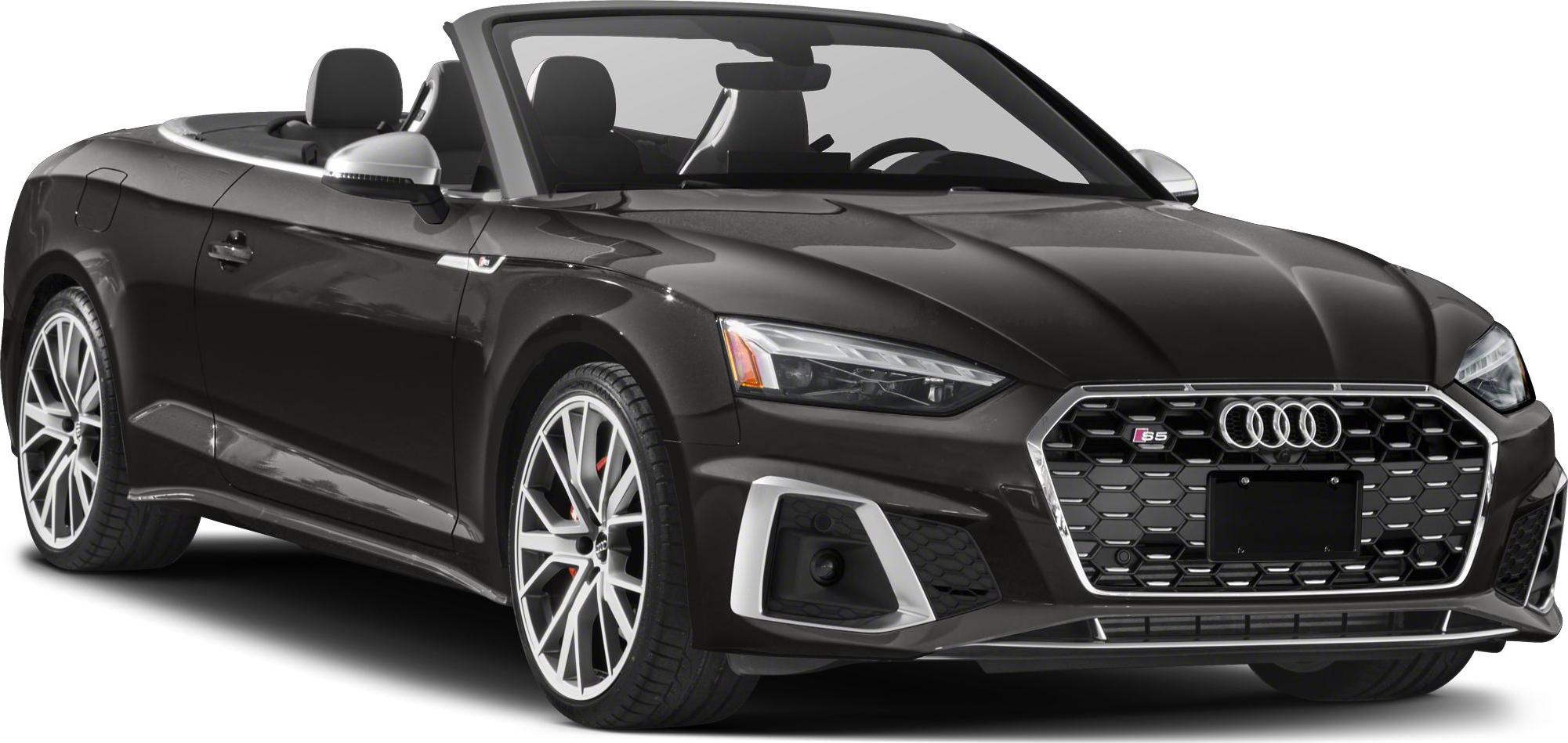 Front angle view of convertible with honeycomb grille and LED headlights