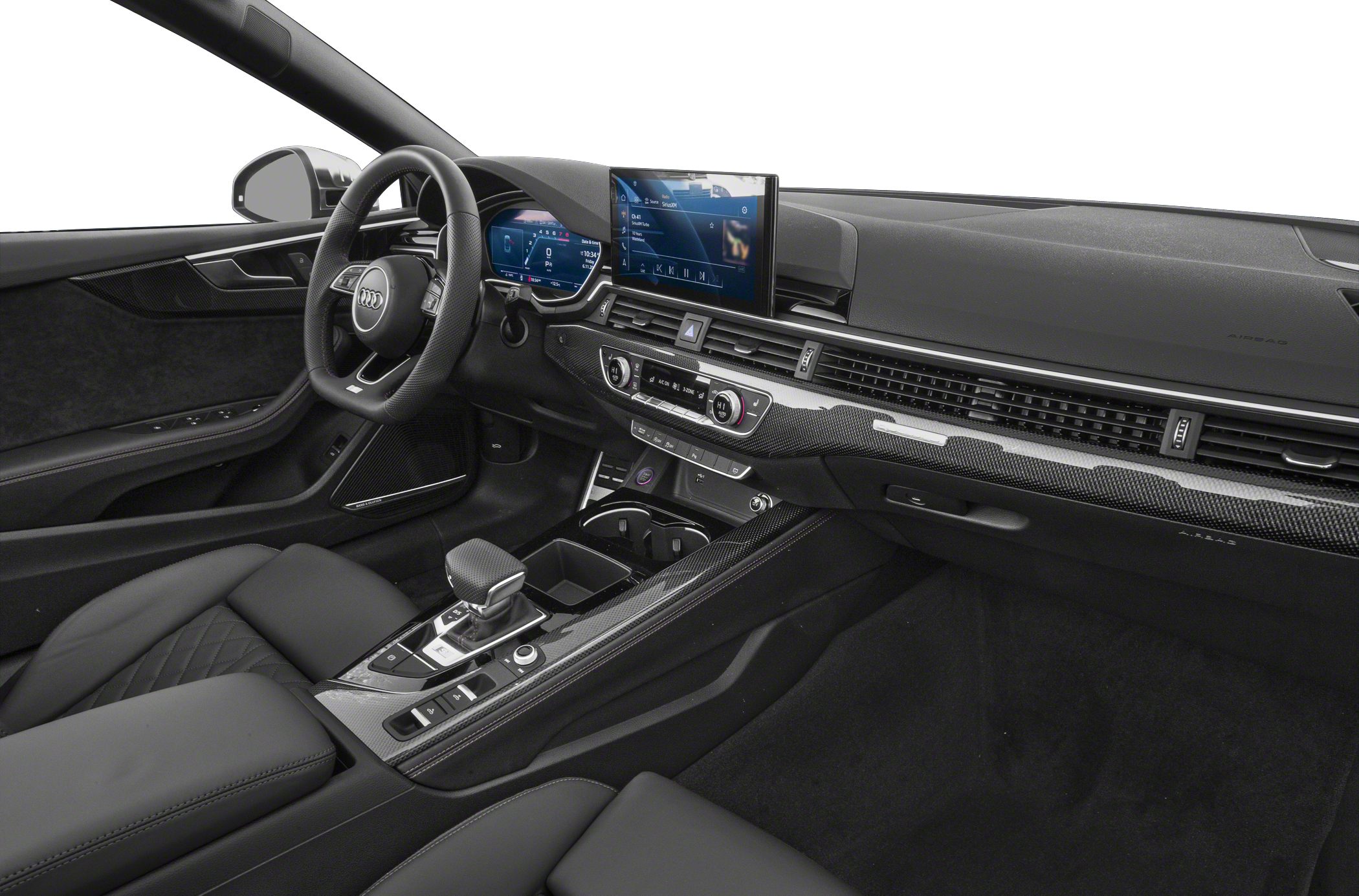Digital cockpit and carbon fiber interior trim with leather seats