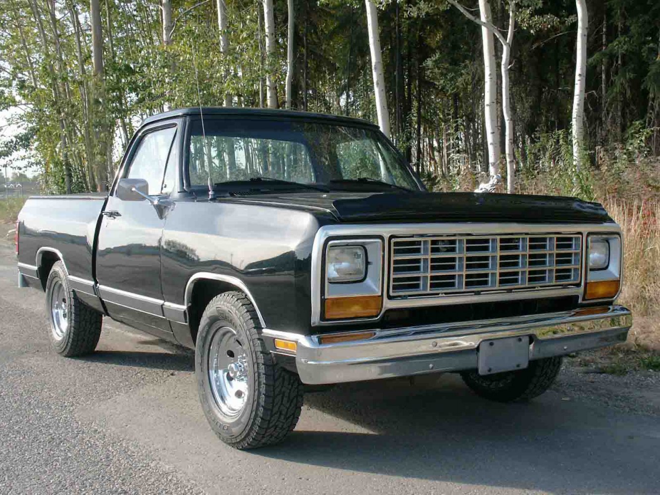 Vintage pickup truck front view with conventional cab and short bed