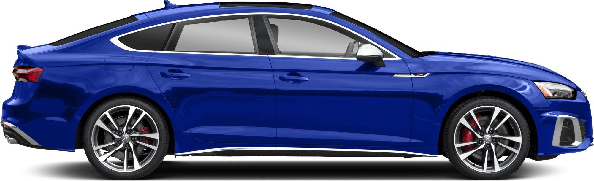 Blue luxury sportback sedan with sporty alloy wheels and sleek aerodynamic silhouette.
