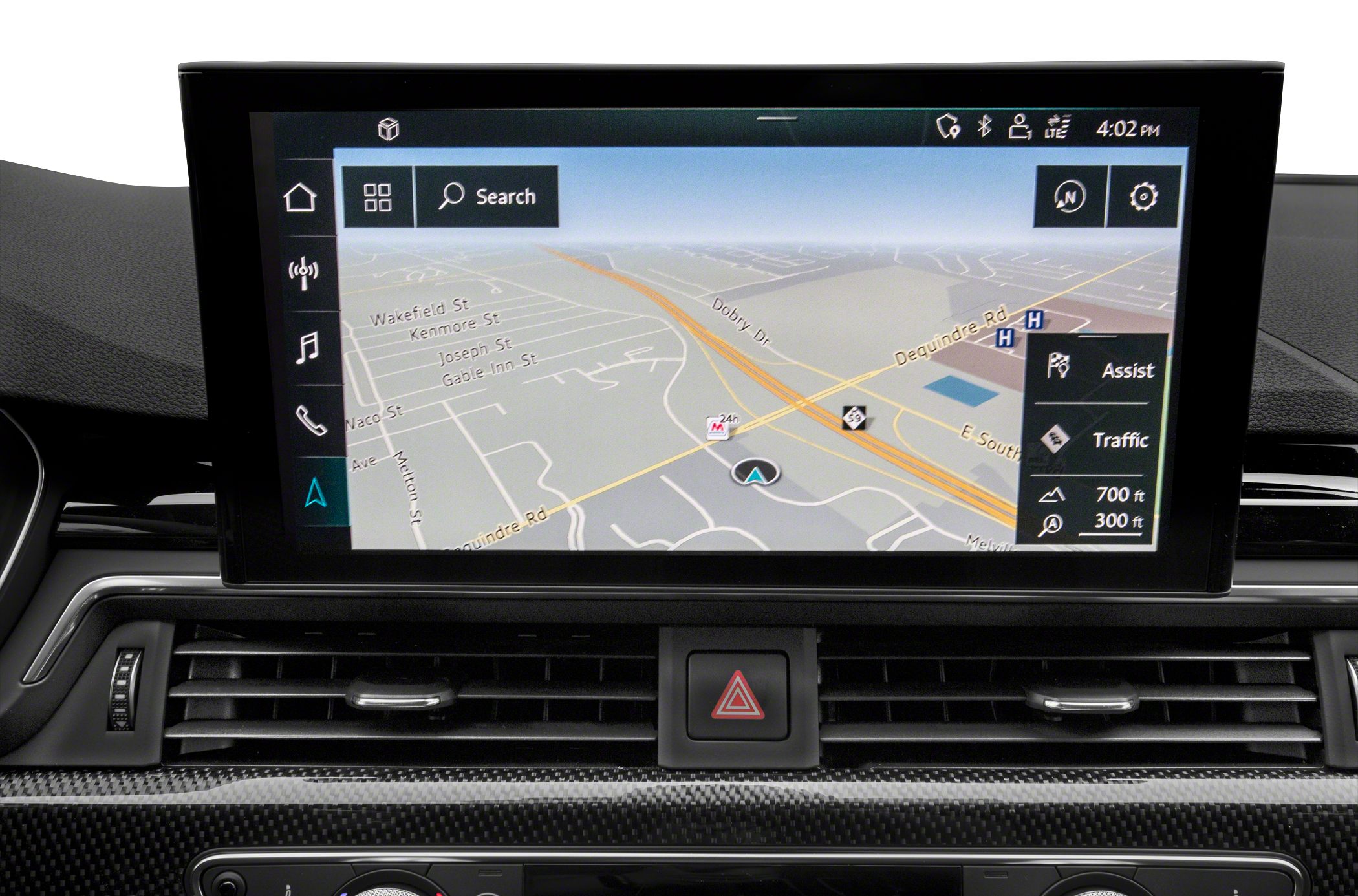 Car infotainment system with advanced navigation map and assist features