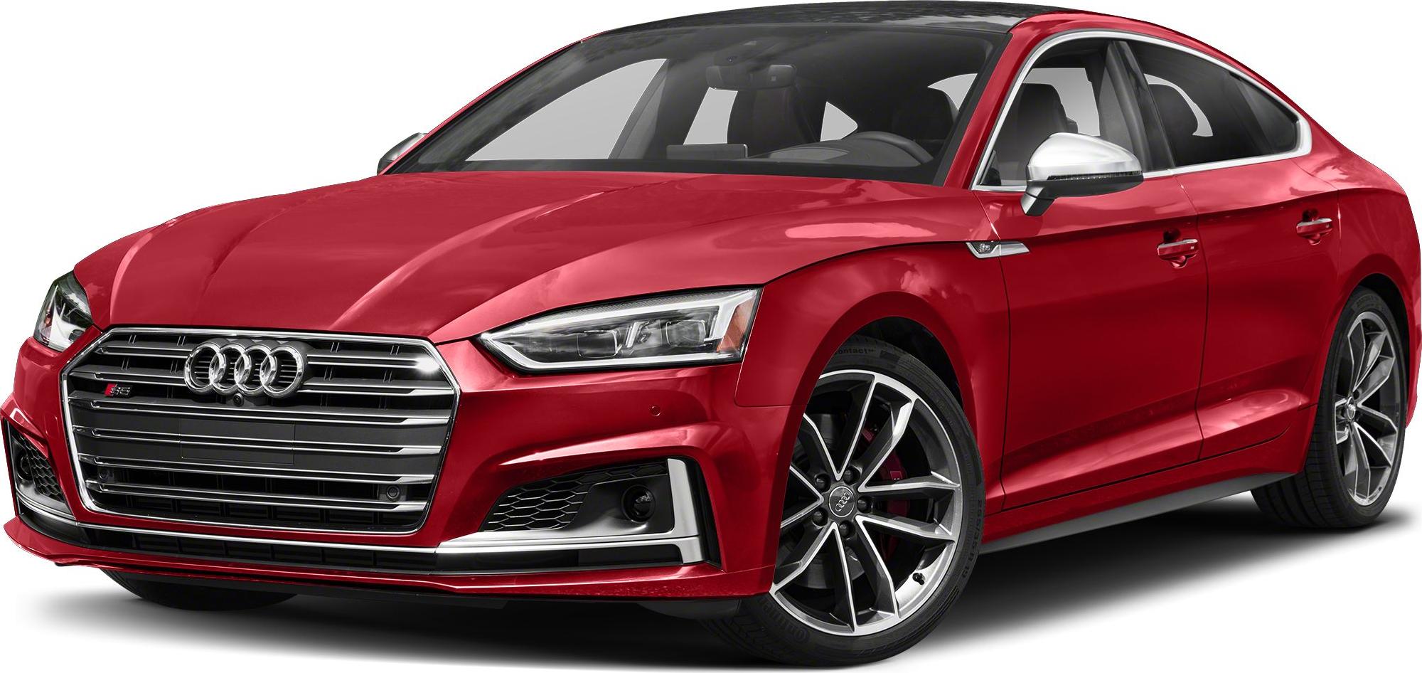 Red front and side view with LED headlights, bold grille, sporty alloy wheels