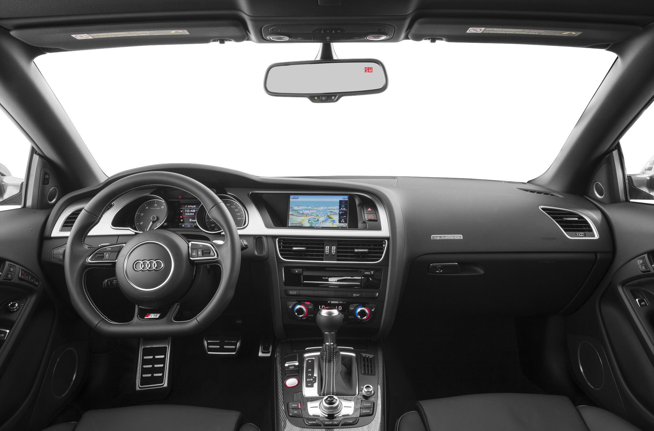 Dashboard, steering wheel, and multimedia control system in car interior