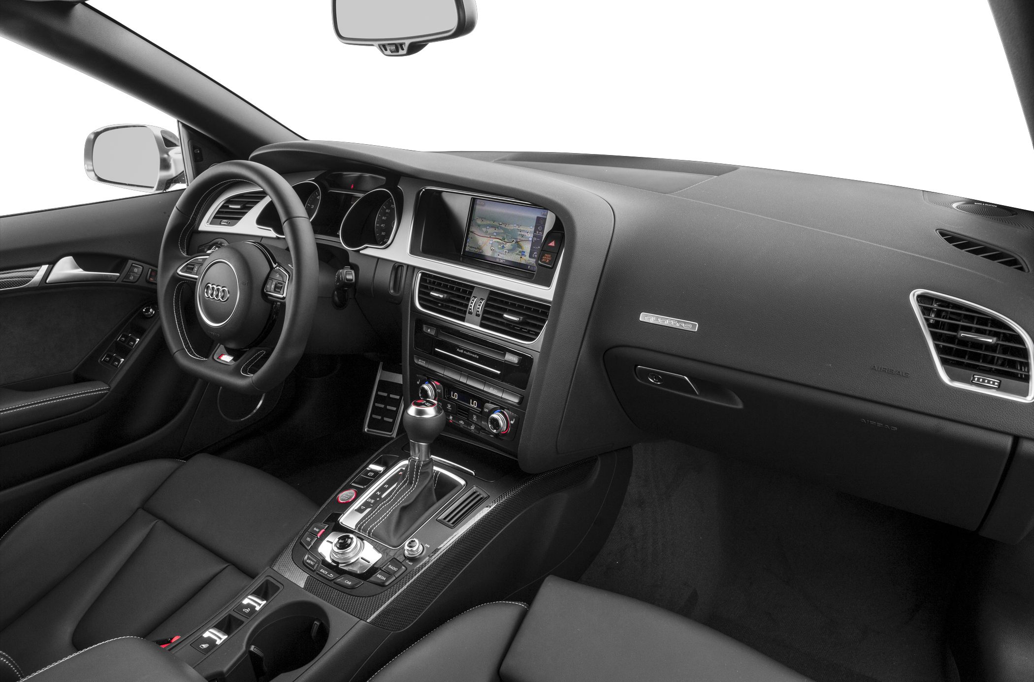 Black luxury cabriolet interior with advanced dashboard and control layout