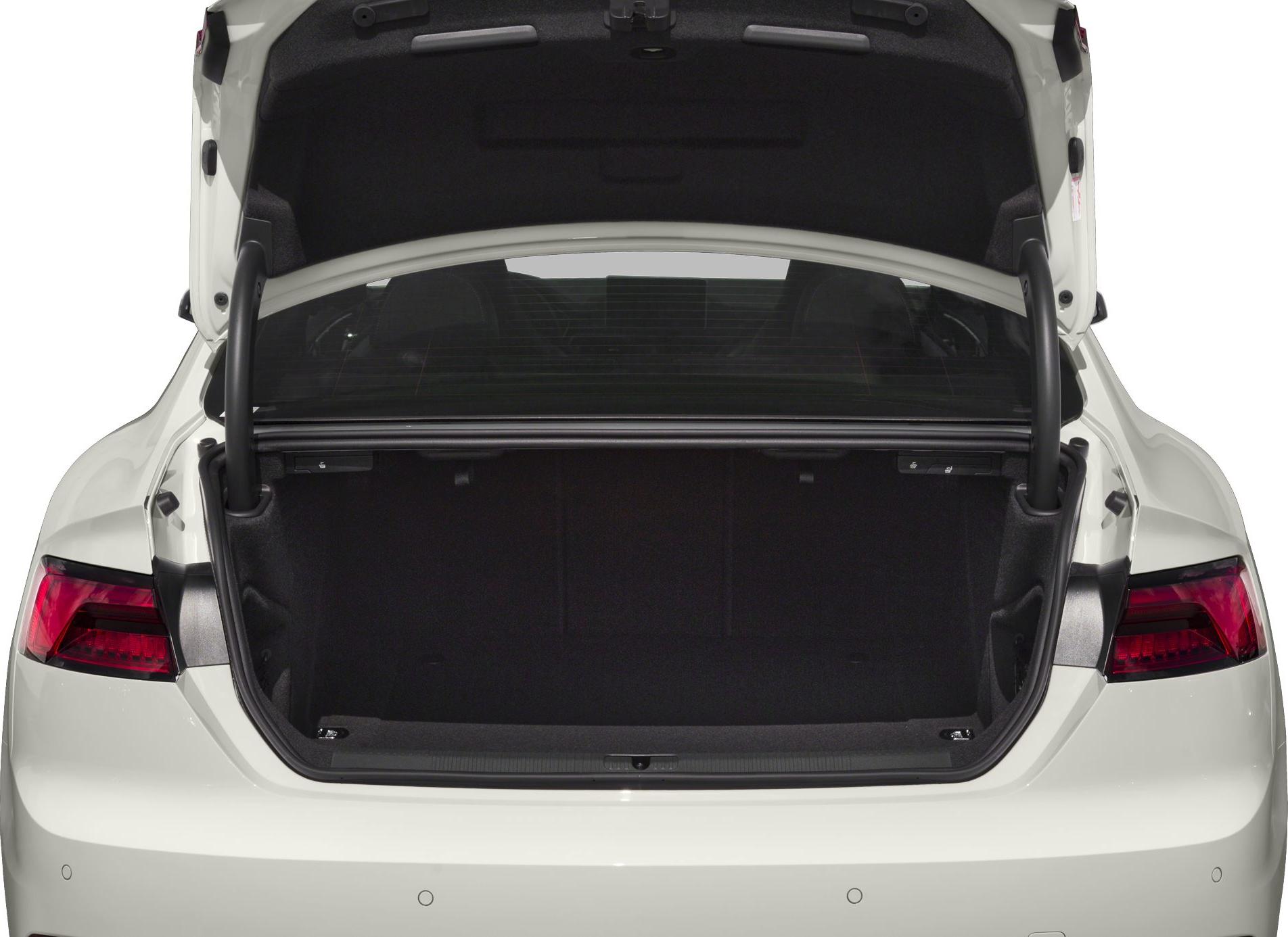 Open rear trunk with spacious cargo area and visible tail lights