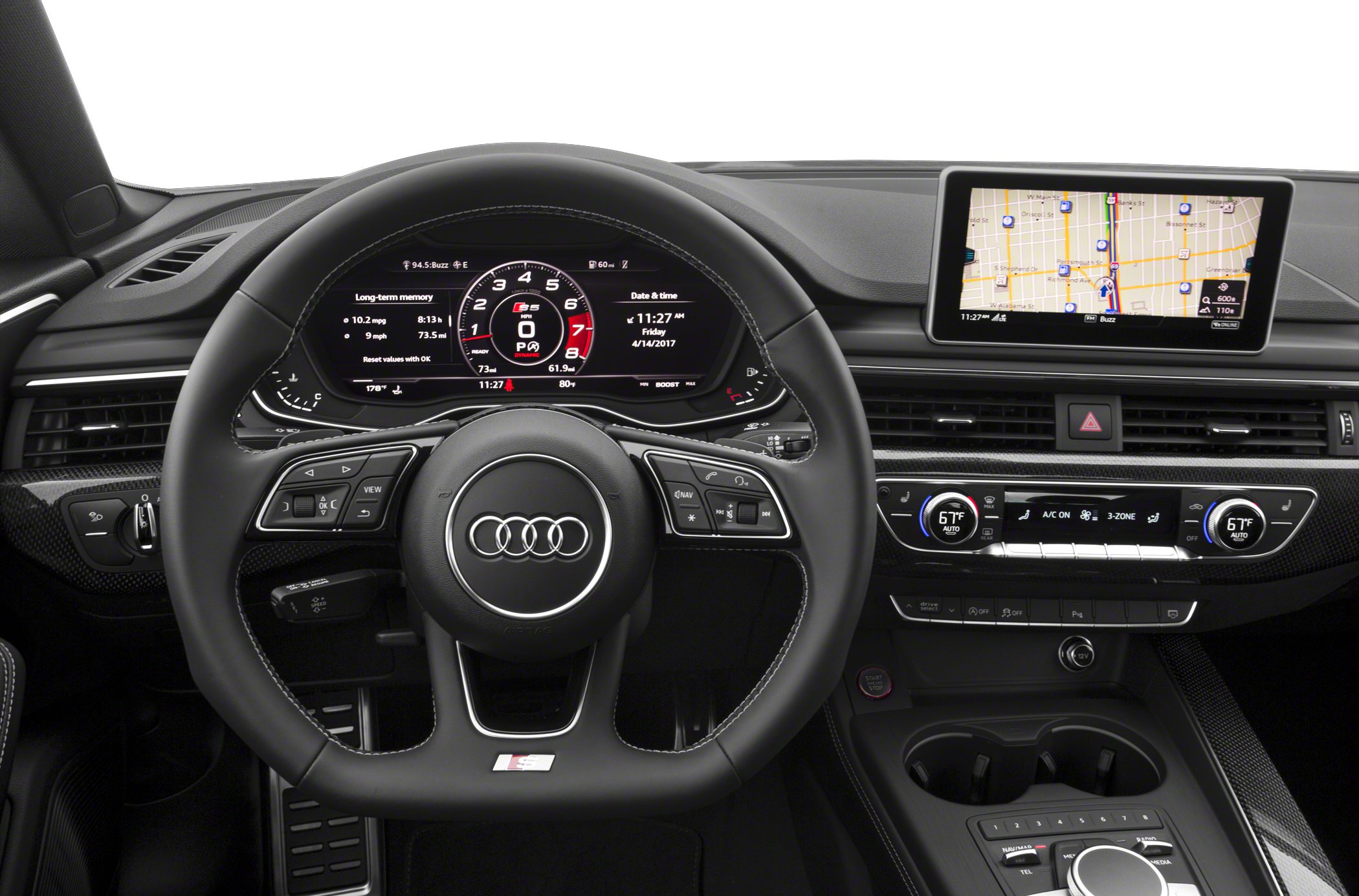 Digital instrument cluster and touchscreen navigation display